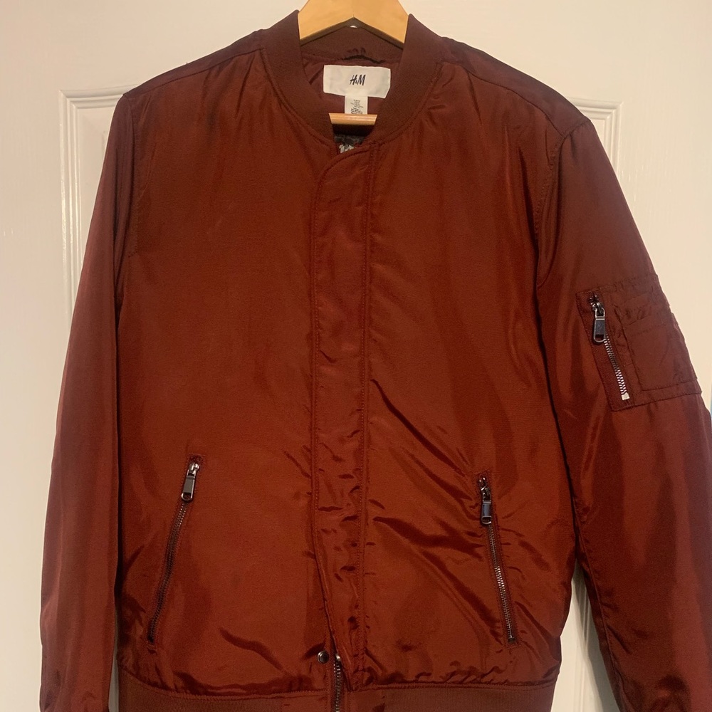 H&M x David Beckham Burgundy Bomber Jacket